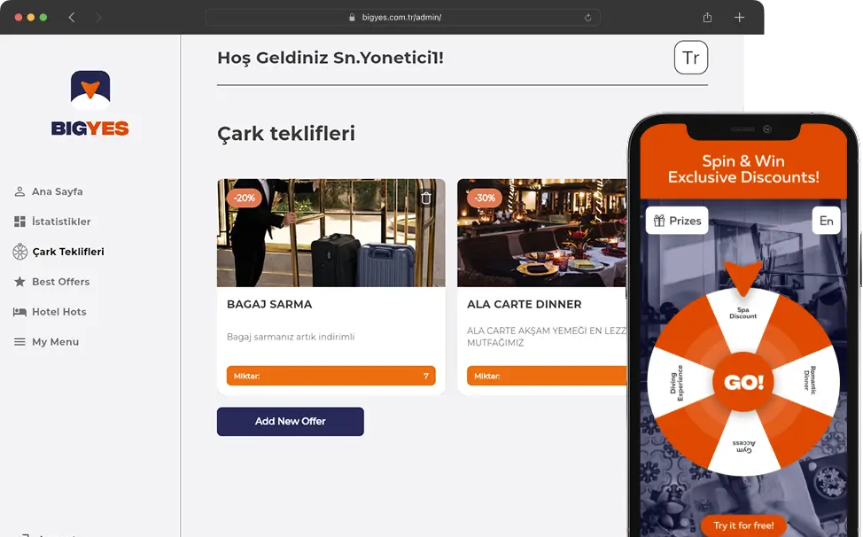 Otel İçinde - Extra Satış Çarkı